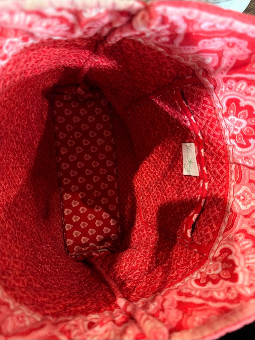 Vera Bradley Red Quilted Tote with Paisley Trim - Picture 4 of 6